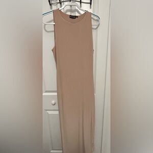 Tan Maxi dress with slit